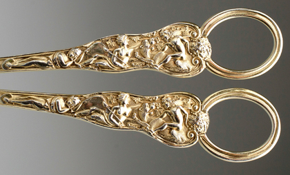 Victorian Silver Gilt Bacchanalian Grape Scissors